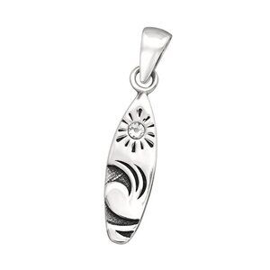 Sterling Silver Petite CZ Surfboard Pendant